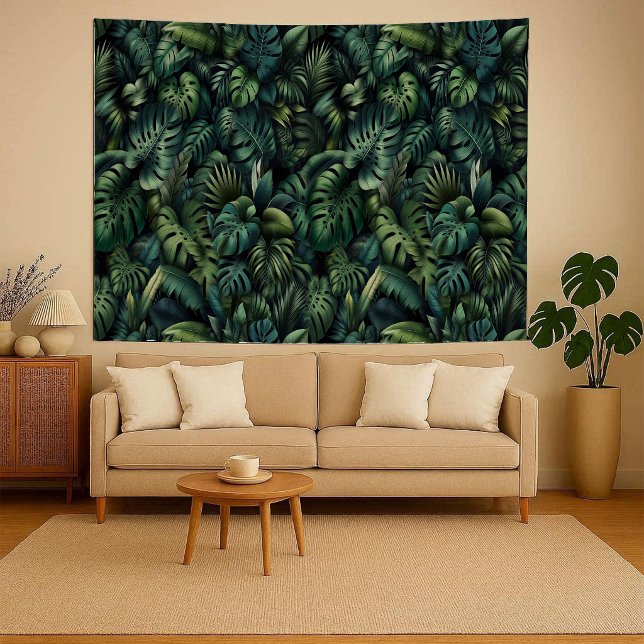 Tapiz Pared Verde Botánica de Jungla Tropical Monstera (Tapestry)