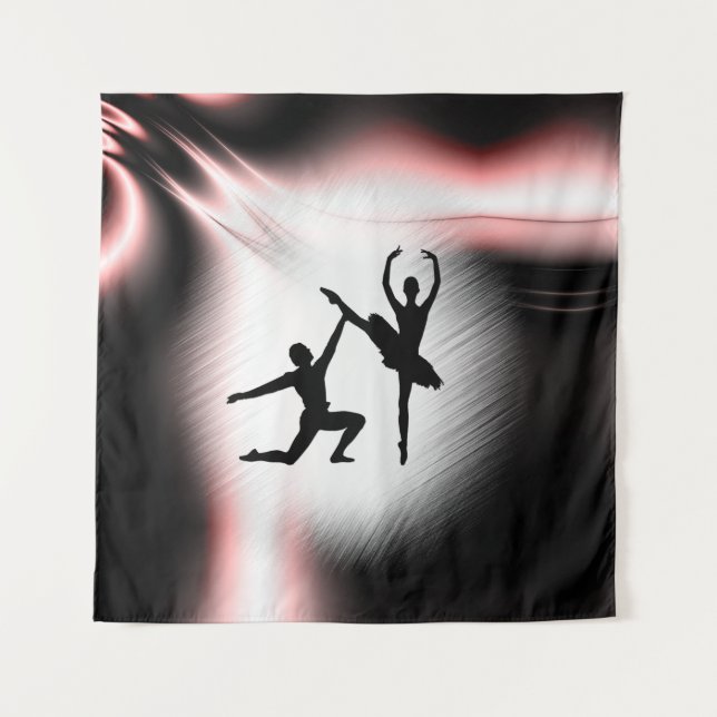 Tapiz Pareja de baile de ballet con acento rosa (Anverso)