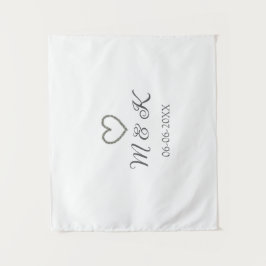 Tapiz Pareja de boda nombre letra plata moderno 