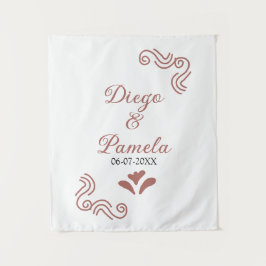 Tapiz Pareja española de boda rústica en terracota negra