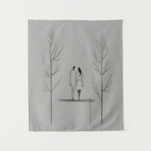 Tapiz Pareja minimalista Arte de línea moderna