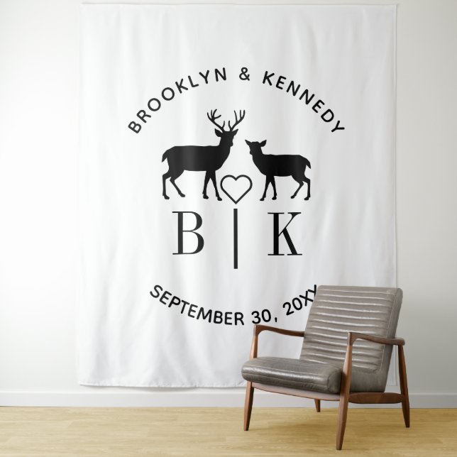 Tapiz Pareja Nombre Deer Monograma Matrimonio rústico de (In situ)