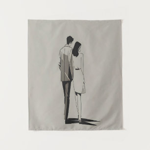 Tapiz Pareja romántica arte de línea Minimalista