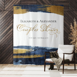 Tapiz Parejas Ducha Fondo | Resumen de la acuarela azul