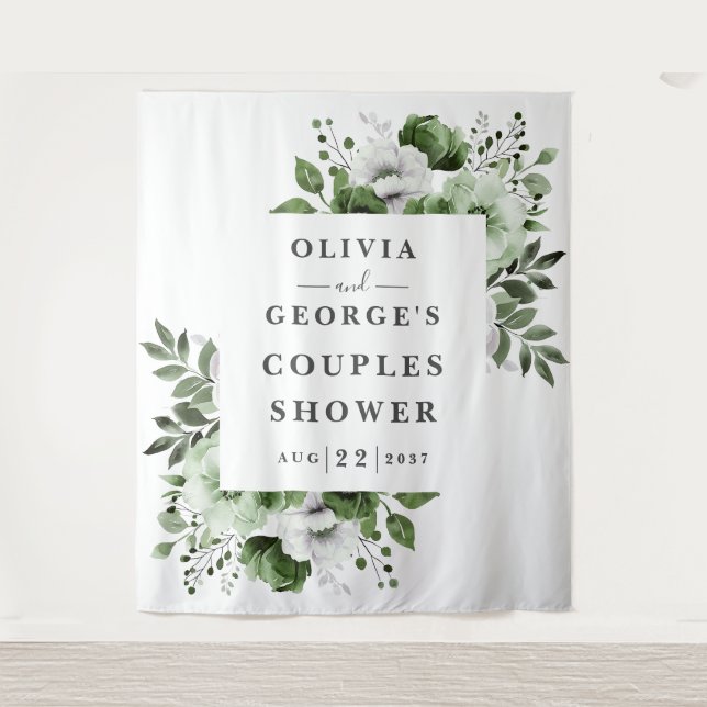 Tapiz Parejas florales de campo verde oliva con fondo de (Anverso)