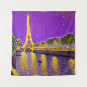 Tapiz París a lo largo del Sena bajo las estrellas