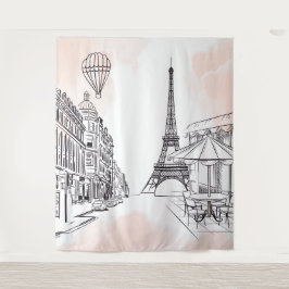 Tapiz Paris backdrop pink french party banner birthday