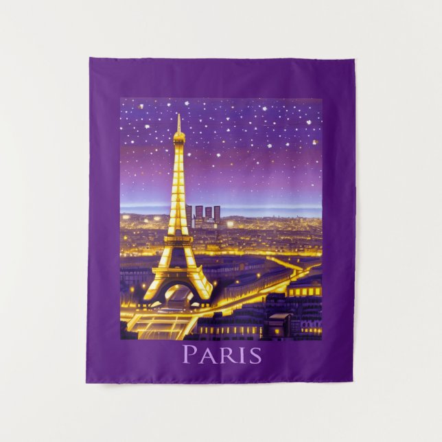 Tapiz París bajo un cielo estrellado morado (Anverso)