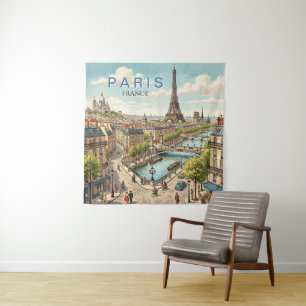 Tapiz París Francia Viaje Arte Vintage