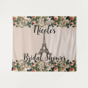 Tapiz París Rosado Rosas Vides Torre Eiffel Shabby Chic