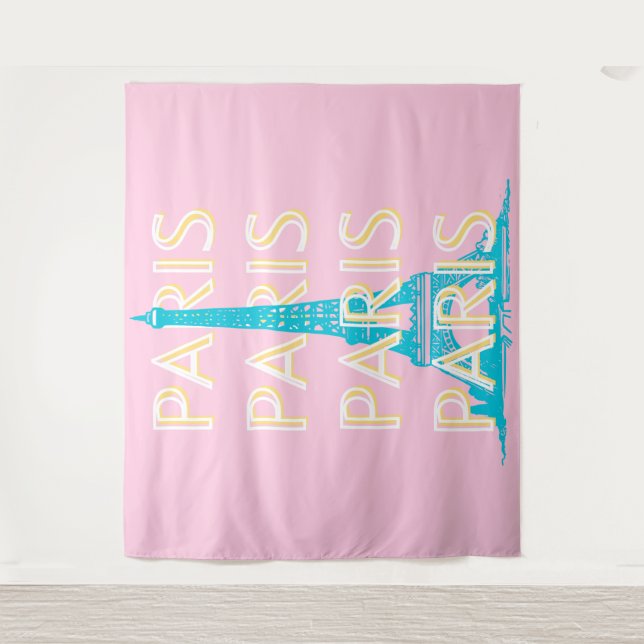 Tapiz París Viajes Arte, Viajes, Preppy, Rosa (Anverso)