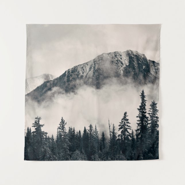 Tapiz Parque nacional Banff, montañas nigrosas y bosque  (Anverso)