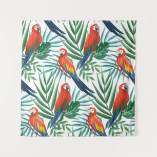 Tapiz Parrots tropicales: Palm exuberante sin foco