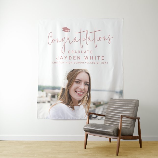 Tapiz Partido de Graduación de Foto con Guión Simple y M (In situ)