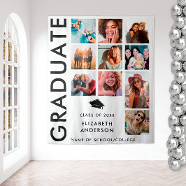 Tapiz Partido de Graduación Negra y Blanco de la Foto