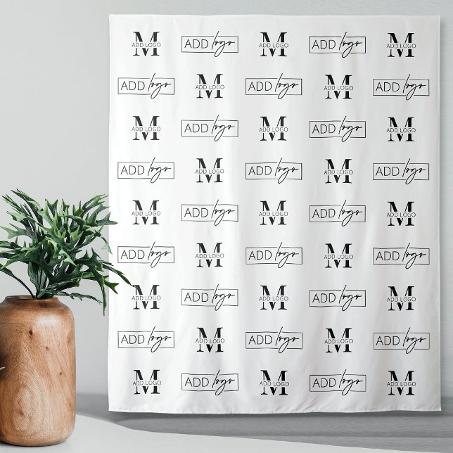Tapiz Paso de trasfondo de negocio y repetición de dos p (Modern two logo step and repeat banner in white with space for two custom logos)