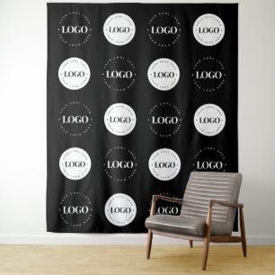 Tapiz Paso del logotipo blanco negro de dos vueltas y re