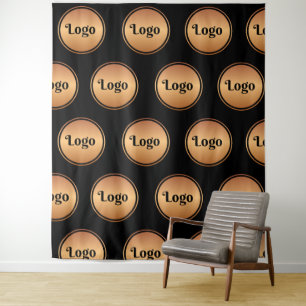 Tapiz Paso del logotipo de redondeo negro y dorado y rep