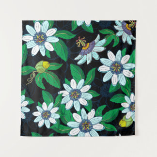 Tapiz Passionflower, passiflora on a black background. F