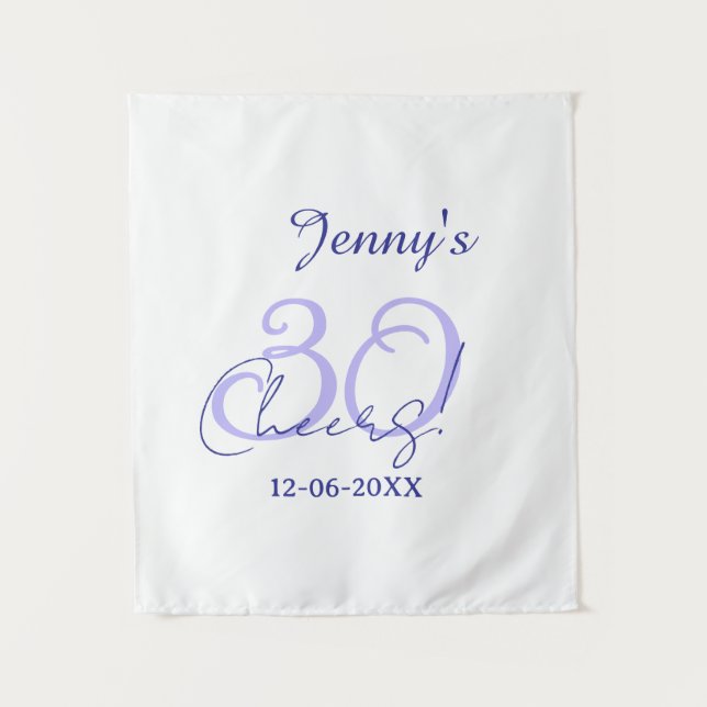 Tapiz Pastel felicita 30 cumpleaños púrpura elegante nom (Anverso)