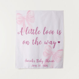 Tapiz Pastel Pink Bow Coquette Baby Shower Cute Backdrop