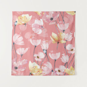 Tapiz Pastel Poppies: Floral acuarela sin soldadura.