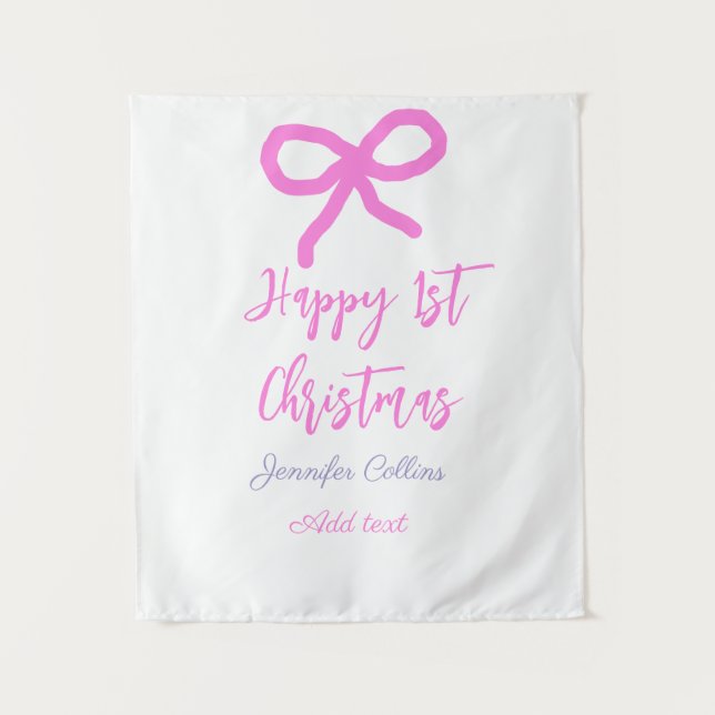 Tapiz Pastel rosa morado feliz primer Navidades doblar n (Anverso)