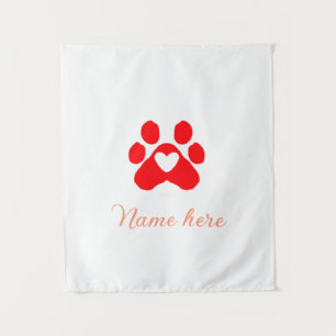 Tapiz Pata de perro corazón rojo mascota agregar texto n