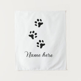 Tapiz Pata de perro mascota negro añadir nombre texto fo