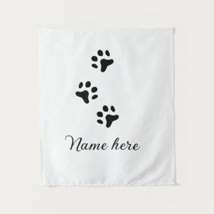 Tapiz Pata de perro mascota negro añadir nombre texto fo