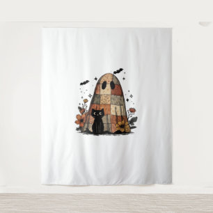 Tapiz Patchwork Halloween Ghost black cat Essential T-Sh