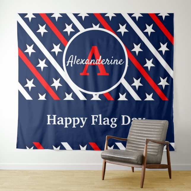 Tapiz Patriótico Feliz Día de la Bandera Roja Blanco y A (In situ (horizontal))