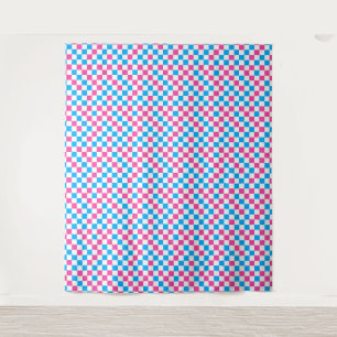 Tapiz Patrón a cuadros rosa azul y blanco