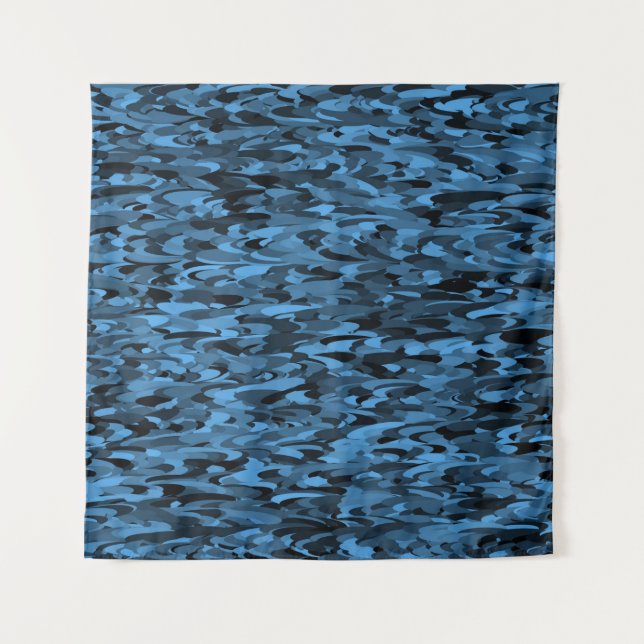 Tapiz Patrón abstracto azul negro (Anverso)