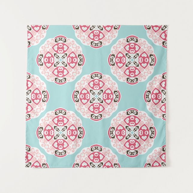 Tapiz Patrón abstracto de baldosas azul sin soldadura (Anverso)