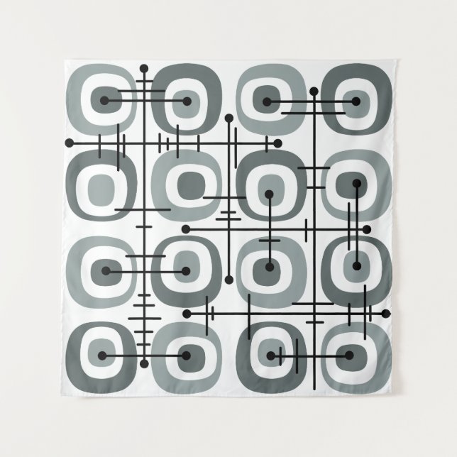 Tapiz Patrón abstracto de MCM de medio siglo Gris (Anverso)