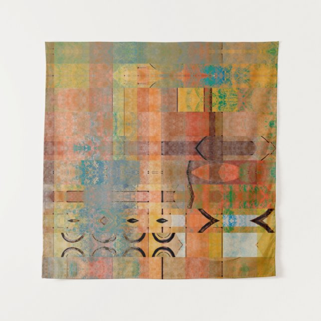 Tapiz patrón abstracto de rayas horizontales geométricas (Anverso)