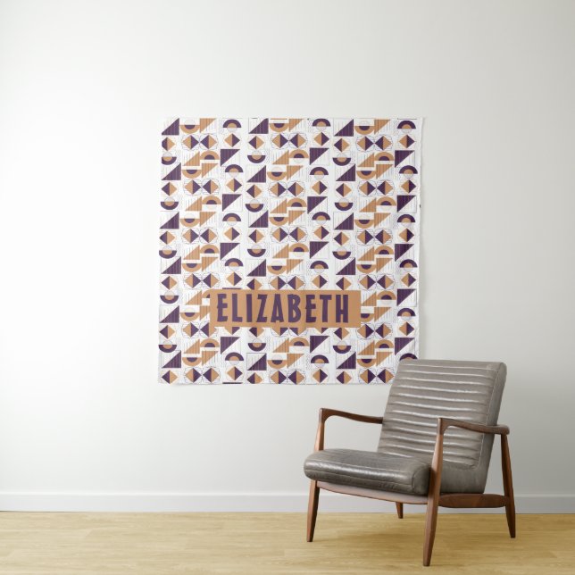 Tapiz Patrón abstracto estético púrpura y dorado (In situ)