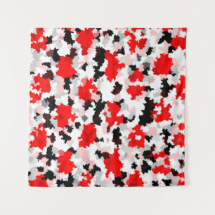 Tapiz Patrón abstracto irregular Diseño rojo blanco negr