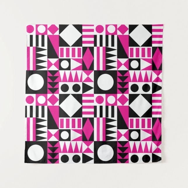 Tapiz Patrón abstracto moderno de mediados de siglo. (Anverso)