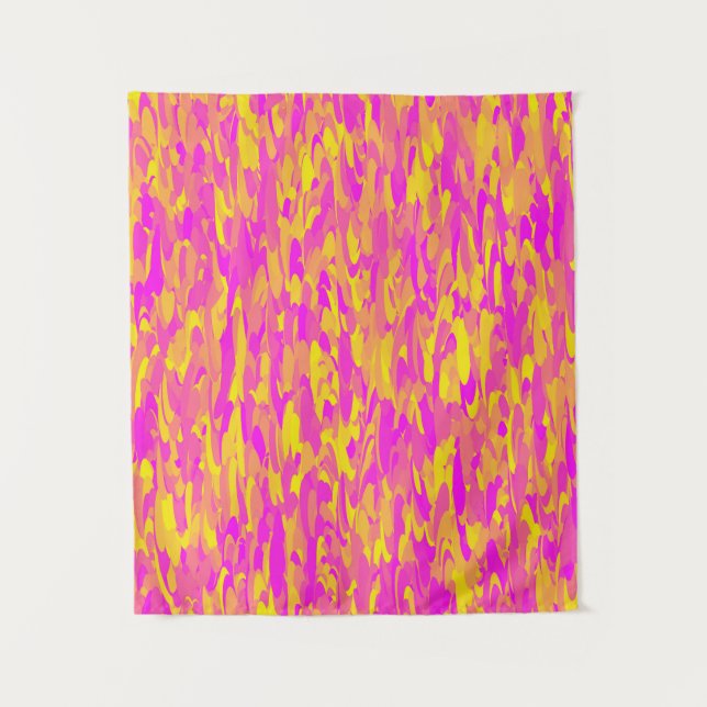 Tapiz Patrón abstracto rosa amarillo naranja (Anverso)