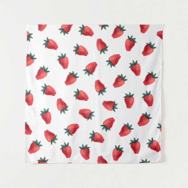 Tapiz Patrón acuarela transparente con fresas (Anverso)