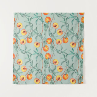 Tapiz Patrón acuático sin mar con melocotones y branquia