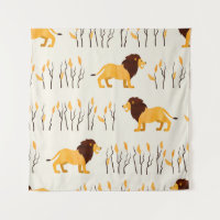 Patrón africano sin foco con un lindo león. vintag