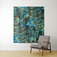 Patrón agrietado de minerales de oro de color turq