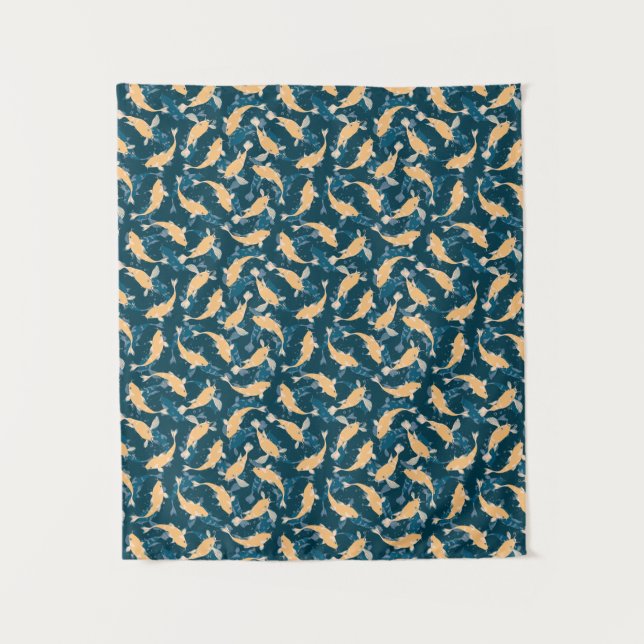 Tapiz Patrón amarillo y azul - Koi Fish (Anverso)