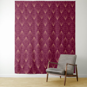 Tapiz patrón Art Deco con motivos de abanico geométrico 