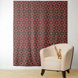 Tapiz patrón art deco en rojo y negro