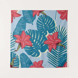 Tapiz Patrón azul de hoja sin soldadura de Palm tropical