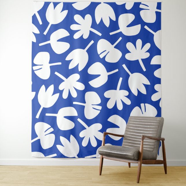 Tapiz Patrón azul de hojas de baile (In situ)